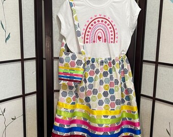 Handmade Metis Ribbon Skirt & Crossbody Bag Set: Colorful Cotton