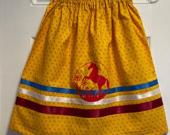Handmade Metis Ribbon Skirt: Girls' Festive Cotton Skirt