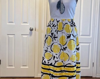 Metis Ribbon Skirt: Black & Yellow Satin, Handmade Festive Skirt