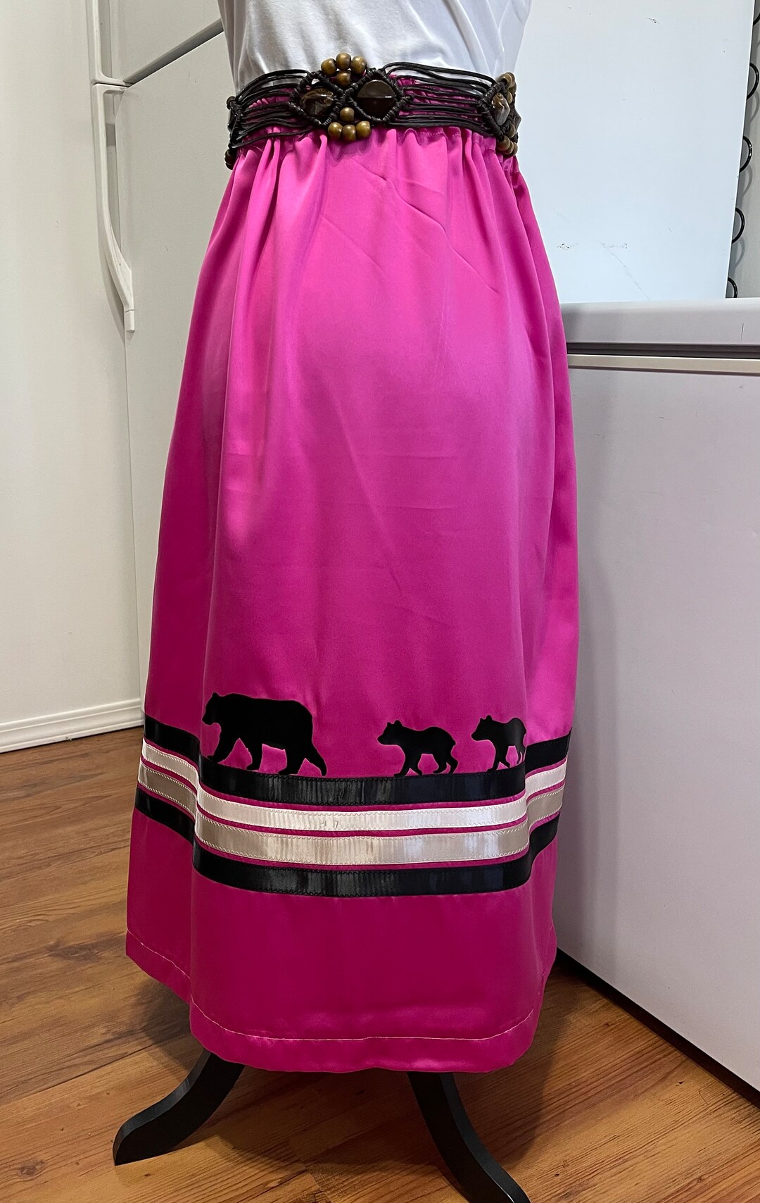 Womens Traditional Metis Ribbon Skirts Fuchsia With Satin Etsy Canada