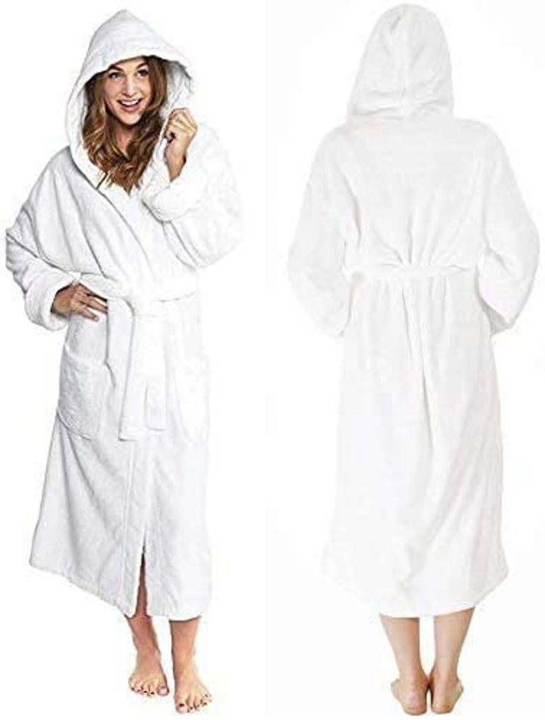 UNISEX Luxury Dressing Gown 100/% Egyptian Cotton Terry Towelling Hooded Bathrobe