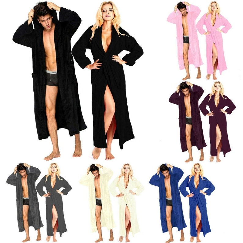 UNISEX Luxury Dressing Gown 100/% Egyptian Cotton Terry Towelling Hooded Bathrobe