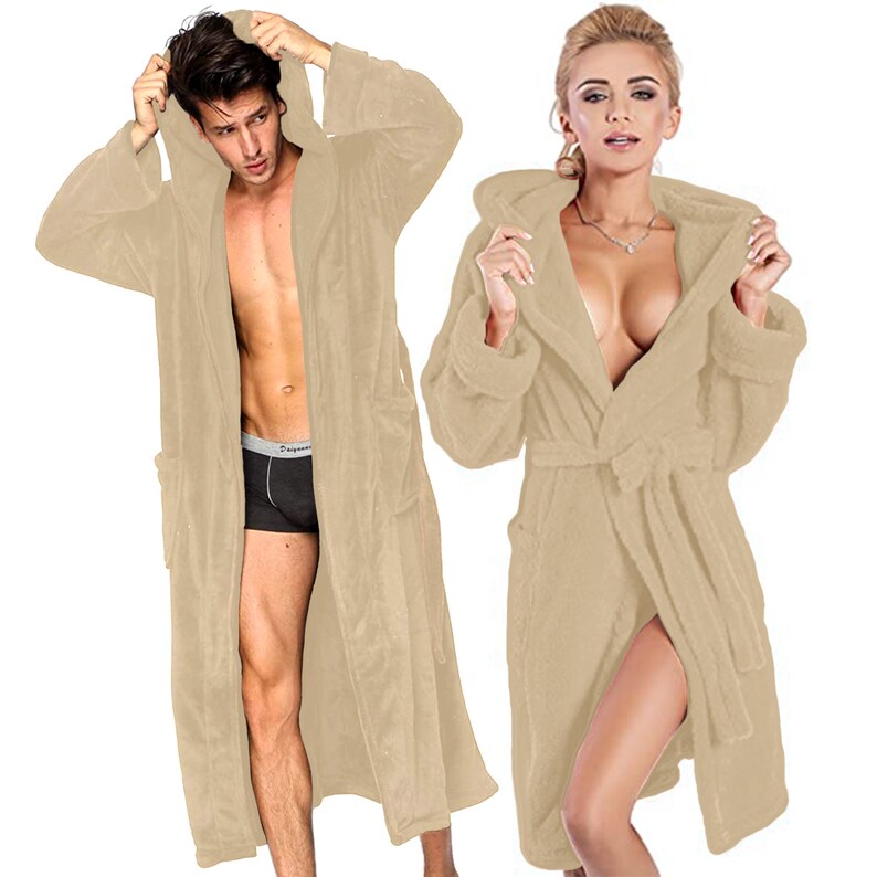UNISEX Luxury Dressing Gown 100/% Egyptian Cotton Terry Towelling Hooded Bathrobe