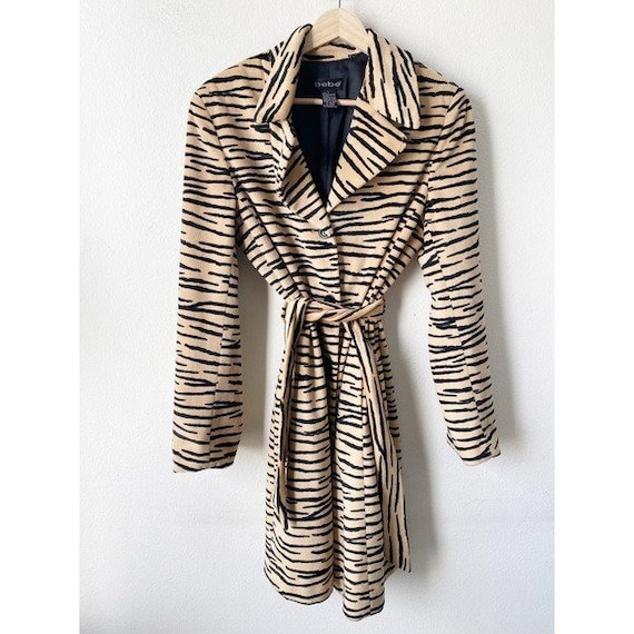 Bebe Vintage Y2K Animal Trench Statement Coat Jack
