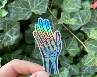 Holographic Skeleton Hand Sticker