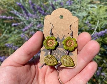 Czech Glass Flower Earrings!