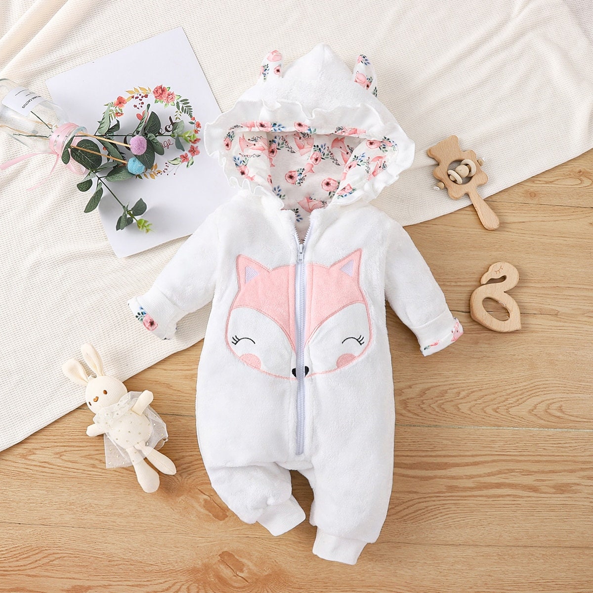 Baby girl snowsuit shop with fur hood
