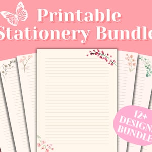 SALE Schrijfpapier 13 ontwerpbundel! Afdrukbaar briefpapier, briefpapier, stationaire bloemen, journaling, dagboek, brieven