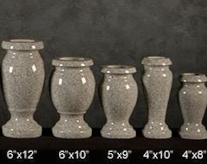 Memorial Vase, Round Granite Vase, Headstone Vase, Granite Monument Vase, Cemetery Flower Vase