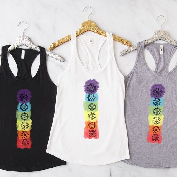 Womens Yoga Clothes, Chakra Tank Top, Meditation Clothes, Gift for Mom, Gift for Yogi, Workout Clothes, Chakra, Zen, Racerback Tank