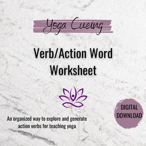 Yoga Karten, Yoga Cueing, Action Verb Worksheet, Yogalehrer Ausbildung, Yoga Lehrer Werkzeuge, druckfertig, Sofort Download, druckbar
