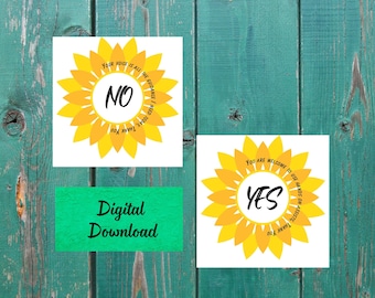 Yoga Consent Cards, Yoga Teachers, Yoga Tools, Assist and Adjust Cards, Permission, Hands-on adjustment, yes or no cards, Zen, Sunflowers