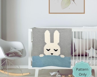 Lullaby Bunny Blanket, PDF PATTERN ONLY, C2C blanket pattern, bunny C2C blanket, bunny C2C blanket pattern, C2C pattern, C2C graph pattern,