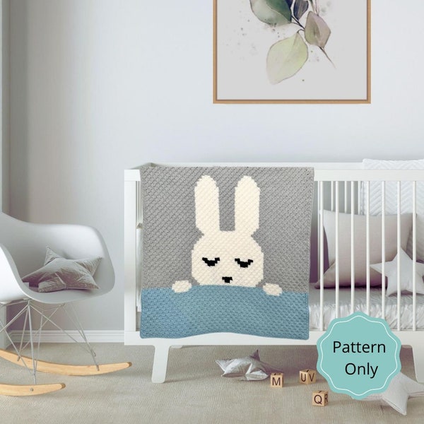 Lullaby Bunny Blanket, PDF PATTERN ONLY, C2C blanket pattern, bunny C2C blanket, bunny C2C blanket pattern, C2C pattern, C2C graph pattern,