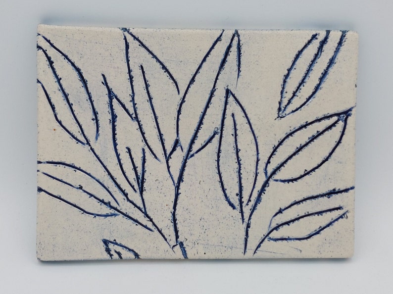 Blue leaf pattern, ceramic image image 1