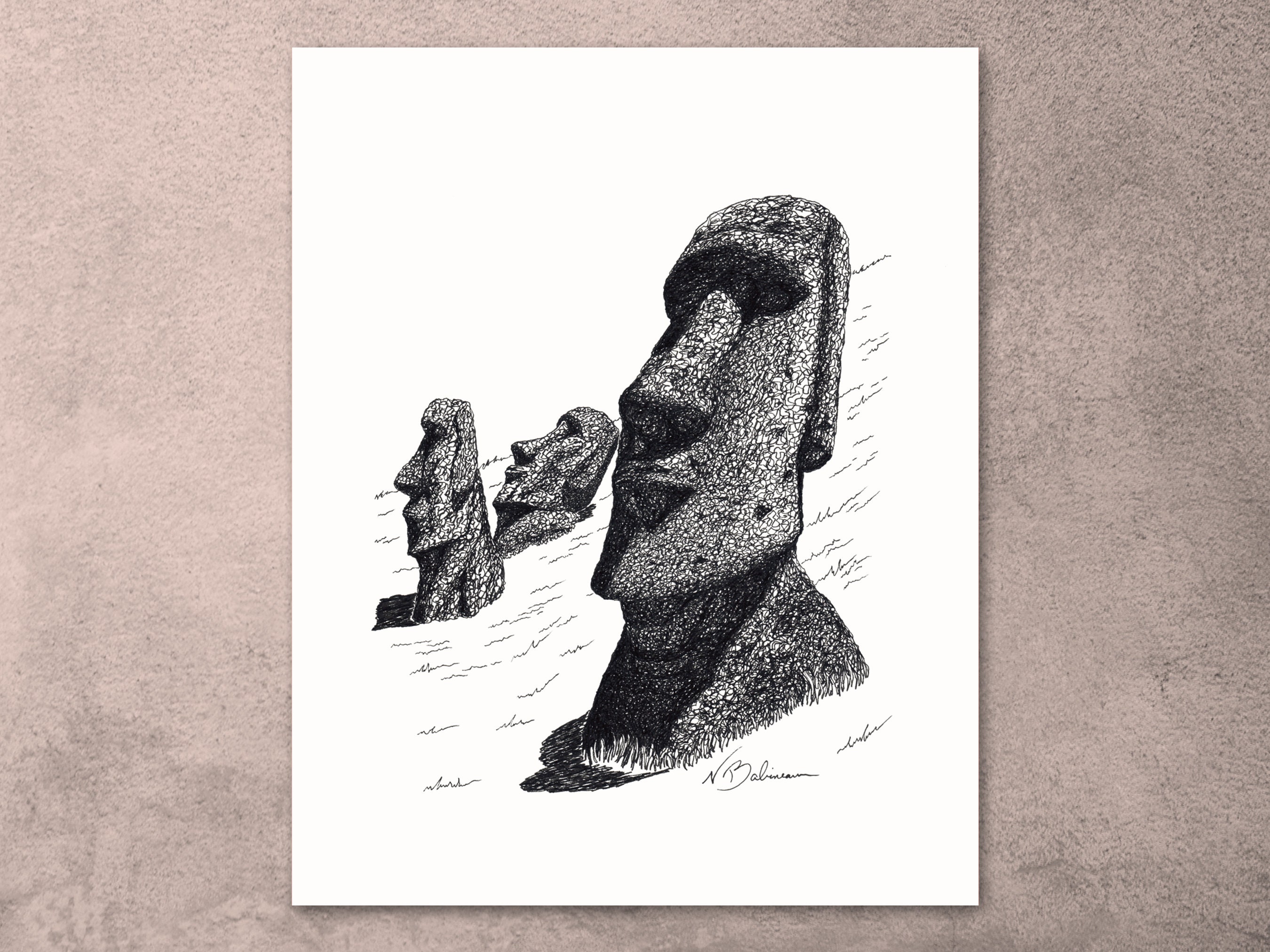 Single continuous line drawing Moai statue landmark. Beauty place in Easter  Island, Polynesia. World travel home wall decor art poster print concept.  Modern one line draw design vector illustration 22633841 PNG