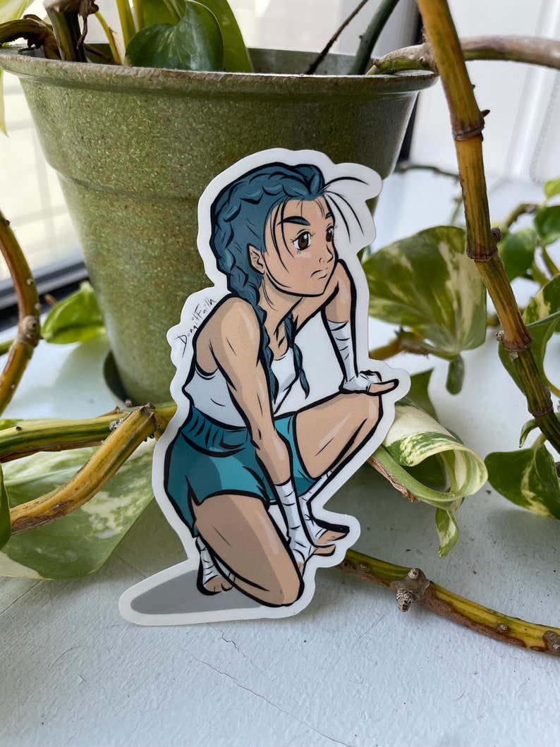 Female Fighter Kneeling Clear Sticker - Etsy