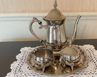 Vintage Silverplate Tea Service set and Serving tray