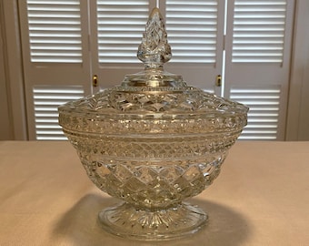 Vintage Anchor Hocking Wexford Pattern Candy Dish Trinket Bowl