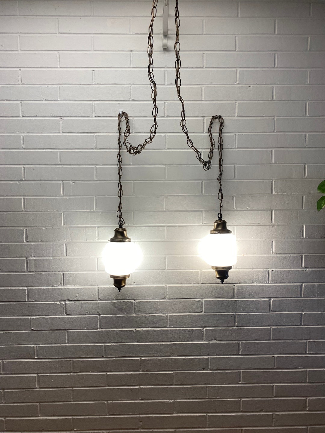 Vintage Ceiling Mount Double Swag Light Fixture Antique Etsy