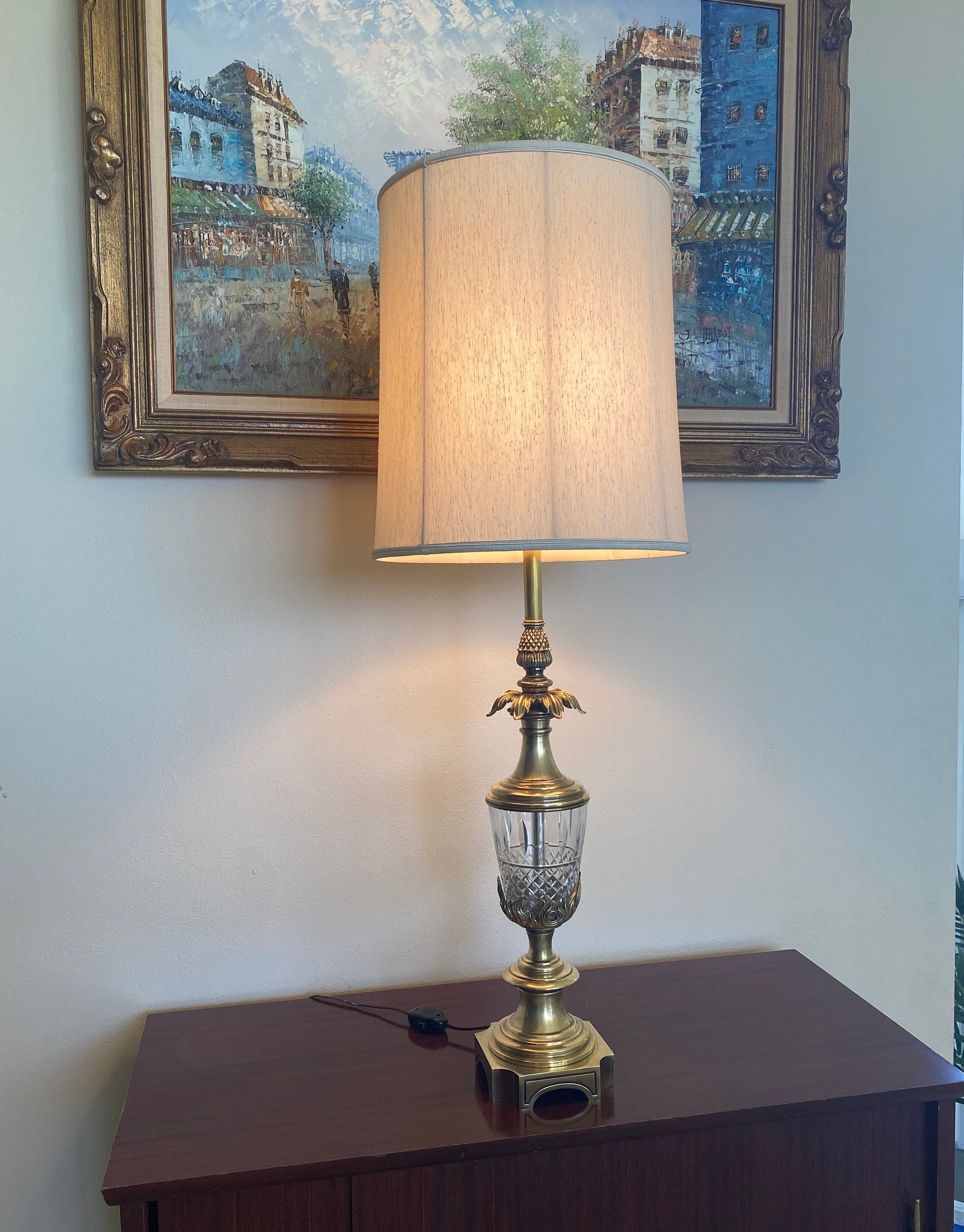 Beautiful Vintage Brass and Crystal Stiffel Table Lamp Mid Etsy
