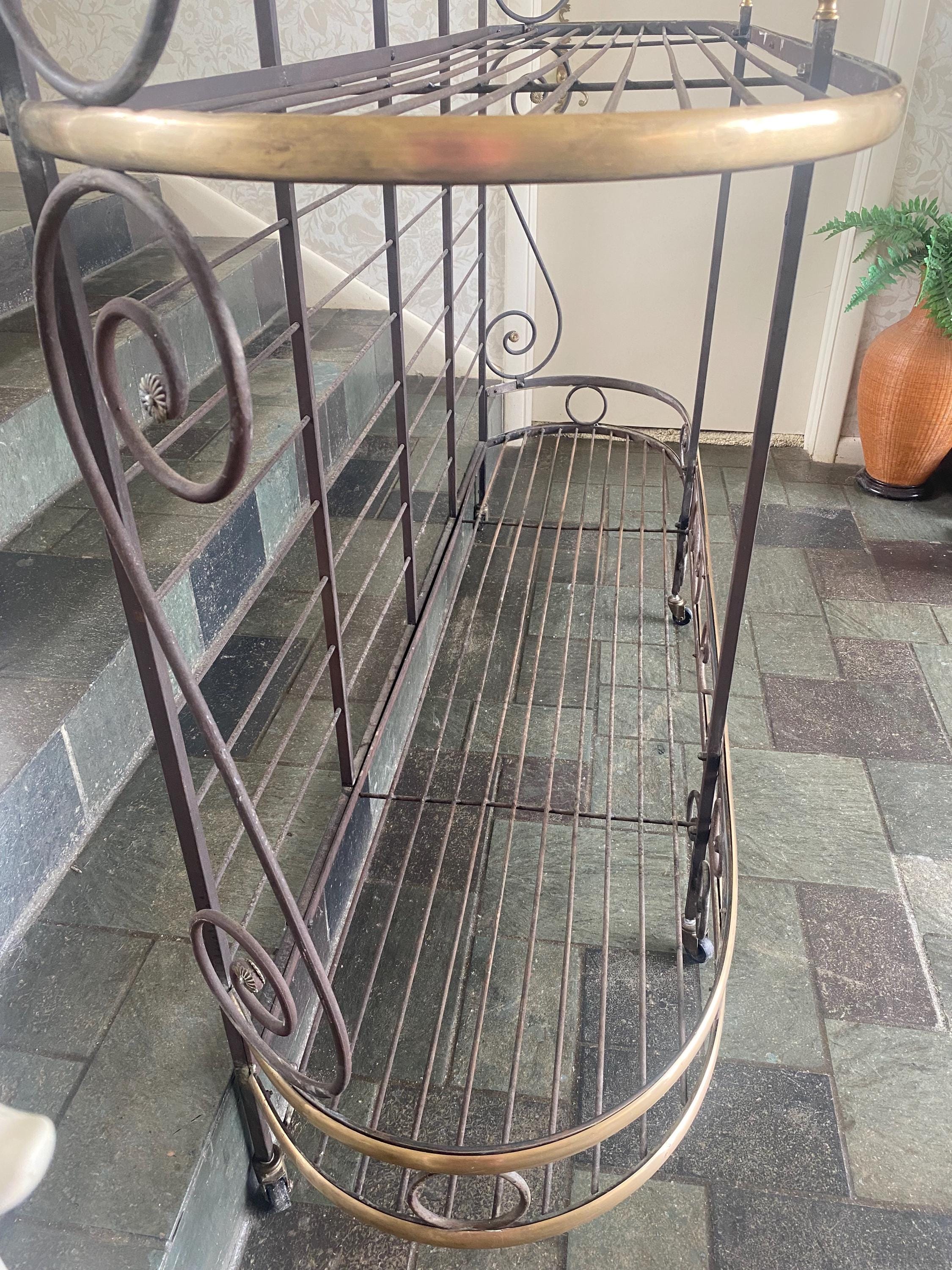 French Bread Racks Antique French Baker's Rack: Brass & Wrought Iron 3-tier Shelving - Etsy