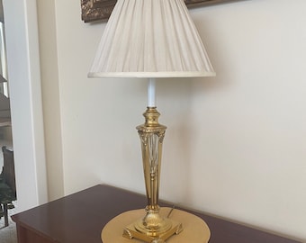 Beautiful Polished Brass and Crystal Accent / Table Lamp - Neoclassical Styling - Elegant and High Quality