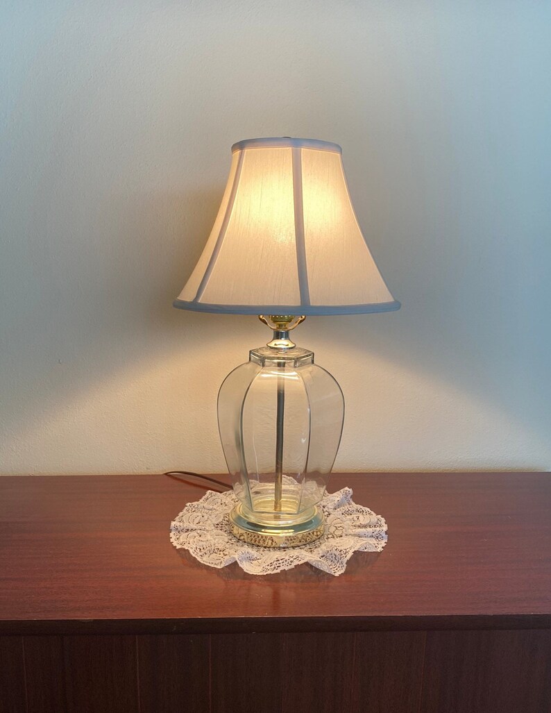 Vintage Clear Glass Ginger Jar Hexagon Accent Lamp. Bedside / Etsy