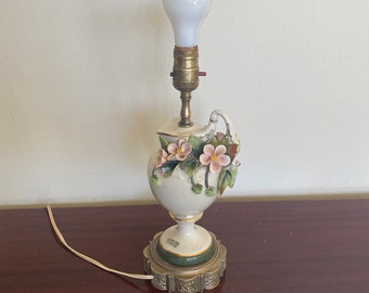 Vintage 1940s Cordey Porcelain Capodimonte Floral Accent Lamp