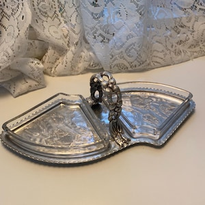 Vintage Hand Wrought Hammered Aluminum  Rodney Kent Divided Serving Tray