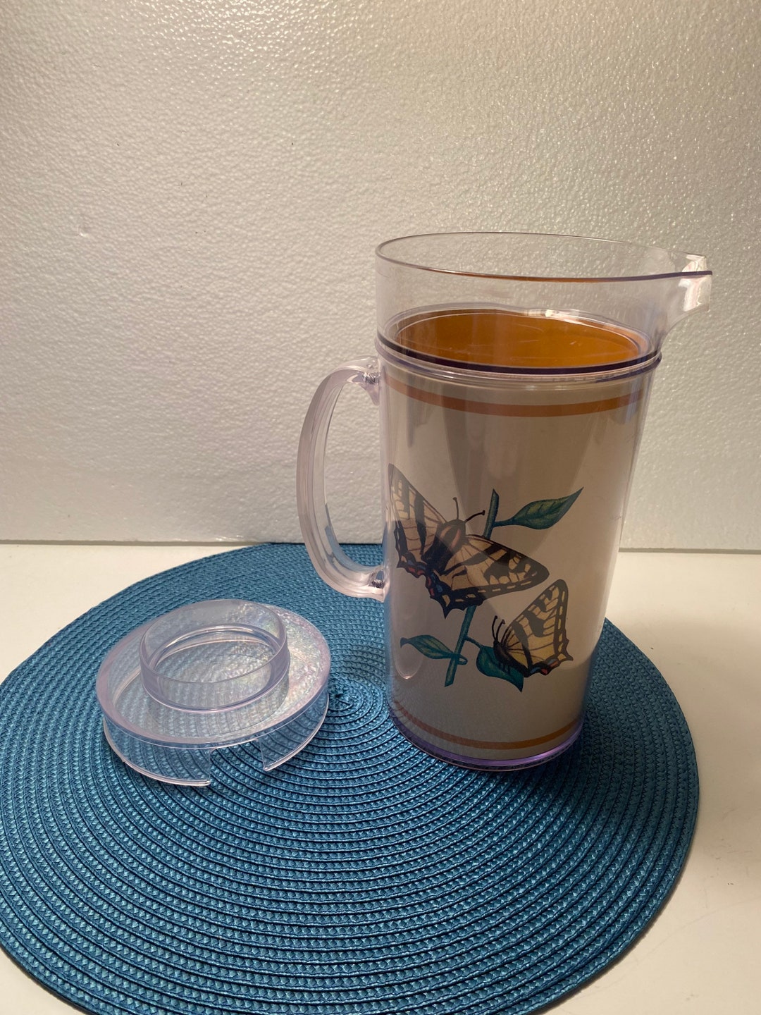 Vintage Thermoserv Butterflies Beverage Pitcher. 1.5 Qt Lucite Etsy