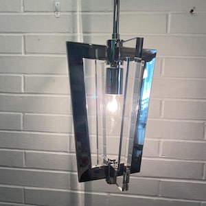 George Kovacs Contemporary Post Modern Crystal Chrome One Light Ceiling Mount Pendant Light - Polished Nickel - Open Box Never Used