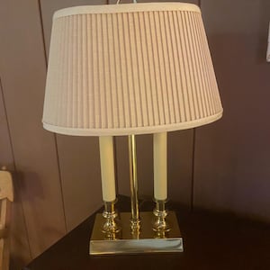 Vintage Brass Bouillotte Style Candle Stick Accent Lamp
