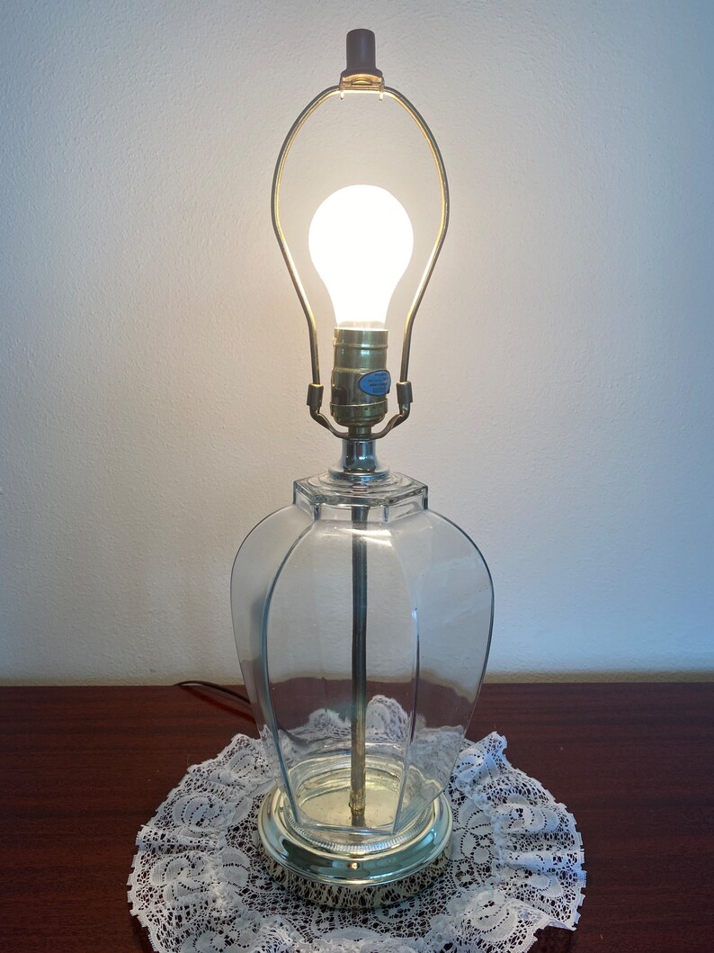 Vintage Clear Glass Ginger Jar Hexagon Accent Lamp. Bedside / Etsy