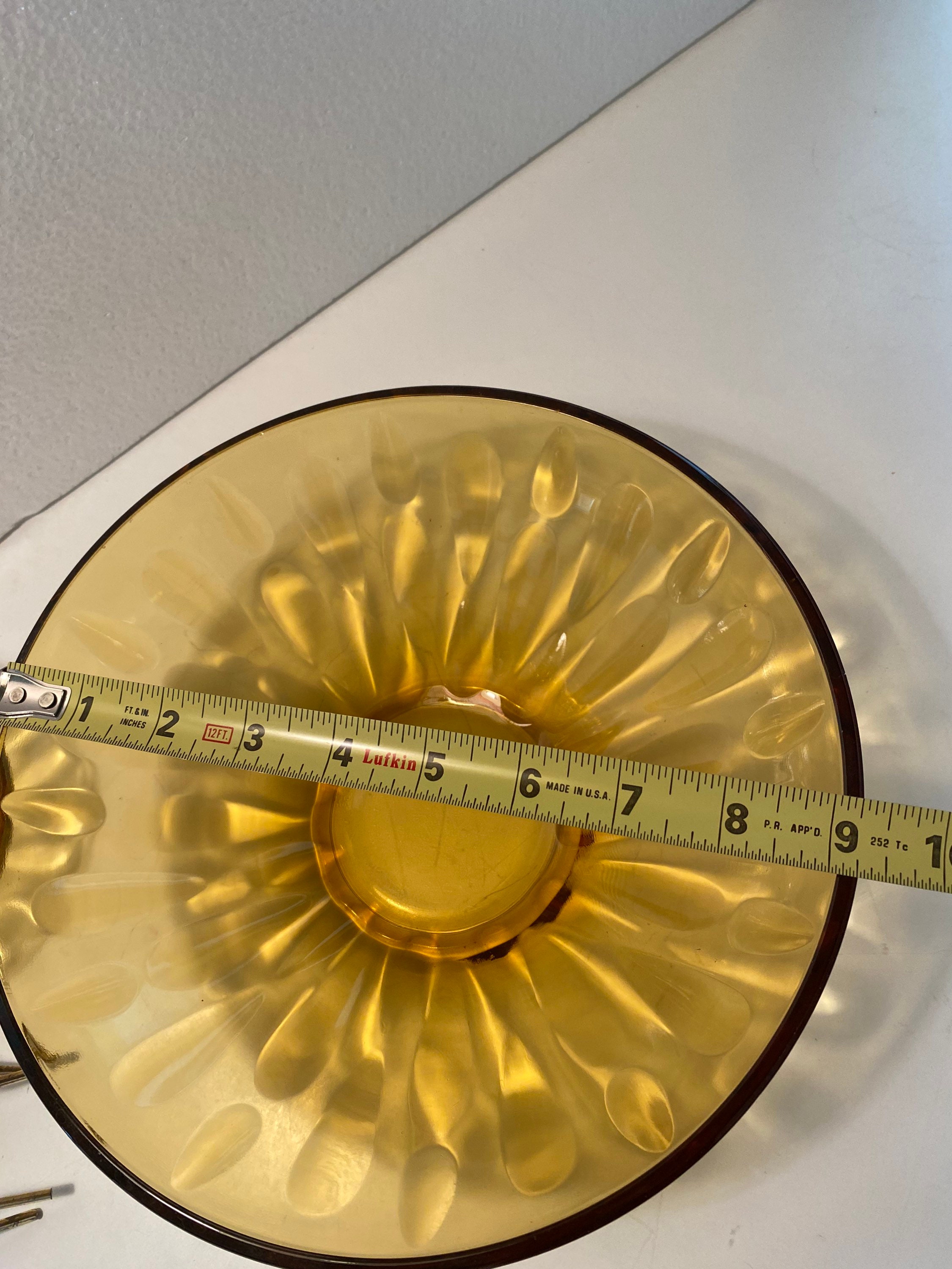 Vintage Amber Glass Chip and Dip Bowl Etsy