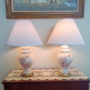 Vintage Ginger Jar Lamps – Reverse Painted Glass Lily Floral Motif