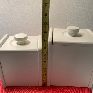 Vintage White Wood Kitchen Canisters - Set of 2 - Farm House Style ...