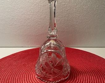 Vintage Hofbauer Leaded Crystal Bell: German Bird on Branch Decor (8” Tall)