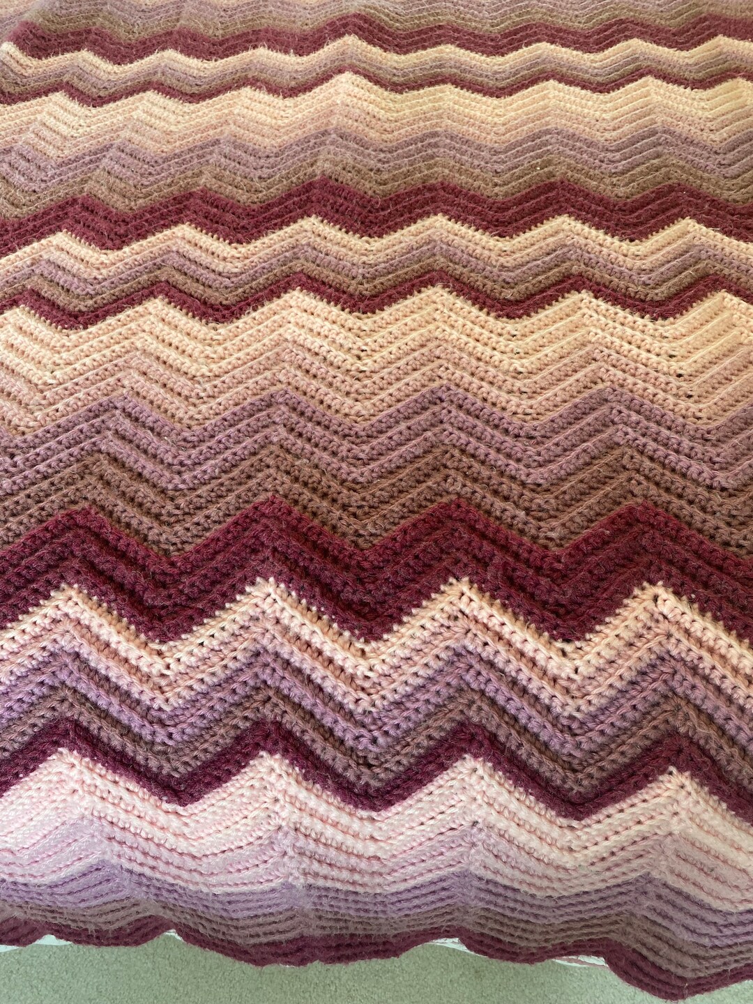 Beautiful Vintage Zig Zag Crochet Afghan / Blanket / Throw Etsy
