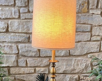 Mid Century Brass Accent Lamp: Vintage Bedside Table Light