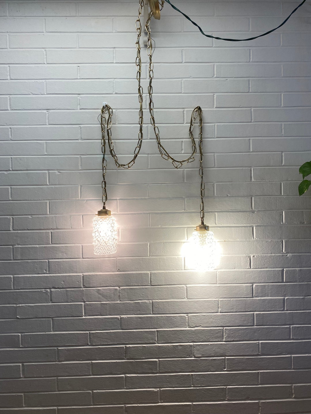 Vintage Ceiling Mount Double Swag Light Fixture Satin Gold Etsy