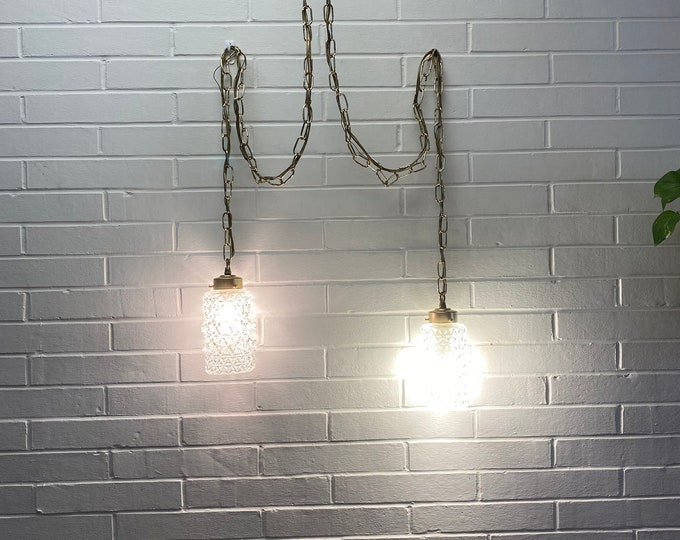 Vintage Ceiling Mount Double Swag Light Fixture Satin Gold Finish With