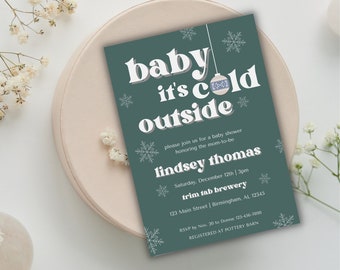 Winter Baby Shower Invite template / editable Baby It’s Cold Outside invitation / winter wonderland invite / christmas baby