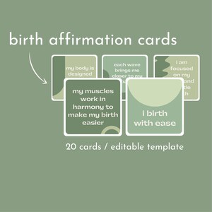 cartes d'affirmation de grossesse et de naissance // hypnobirthing // citations de naissance // naissance naturelle // naissance positive // cadeau de douche de bébé