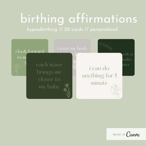 birth affirmation cards / personalized affirmations / pregnancy gift / gift for new mom / hypnobirthing / natural birth preparation