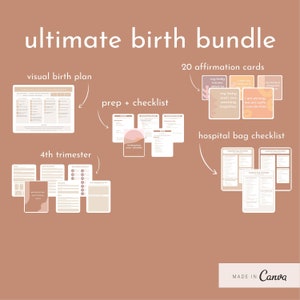 Ultimatives Geburtspaket // Visueller Geburtsplan // Geburtsbestätigungskarten // Heiligtumsplan // Checklisten für Krankenhaus und Vorbereitung // natürliche Geburt