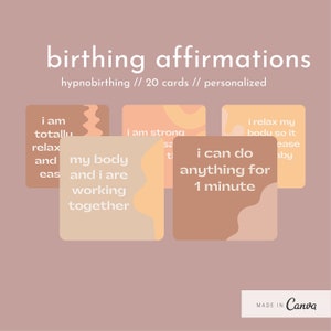 geboortebevestiging vierkante kaarten / hypnobirthing / geboortecitaten / natuurlijke geboortevoorbereiding / zwanger cadeau / positieve geboorte / digitale download
