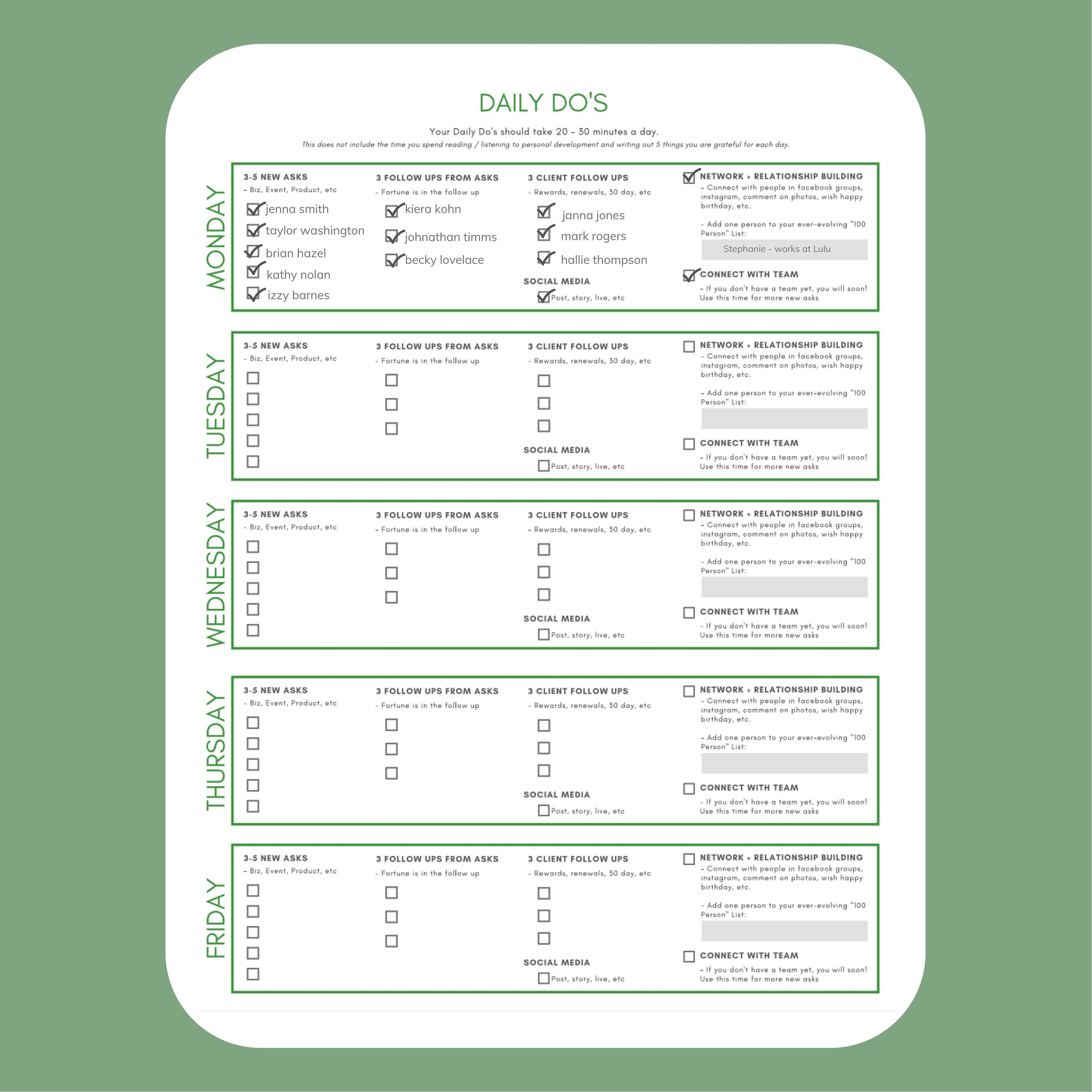 Daily Do’s PDF // Instant Download // Daily Method for Success ...