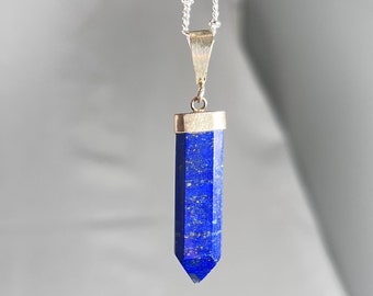 Lapis Lazuli Pendant | High Quality Lapis Lazuli Point Pendant | 20'' Chain