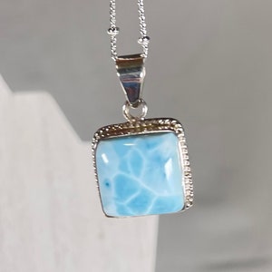 Larimar Necklace | High Quality Larimar Pendant | Larimar Circle Pendant| Stunning Larimar| Barahona DR